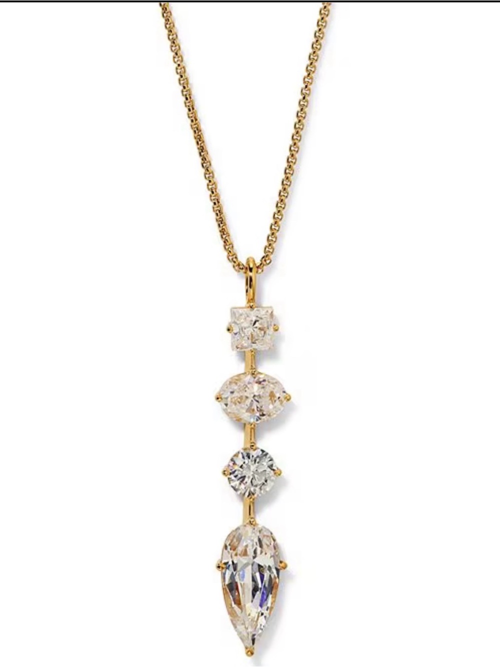 Nadri Lucia Rhinestone Linear Short Pendant Necklace
